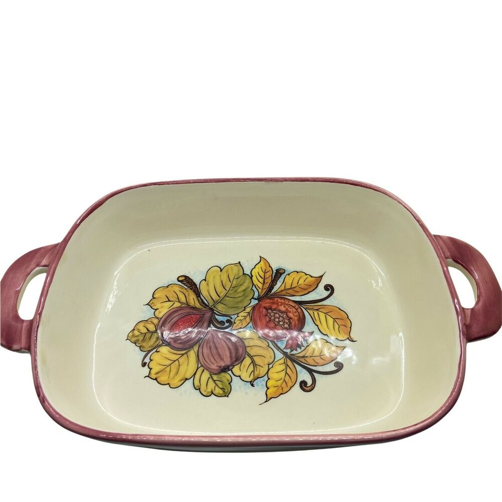 Sur La Table Casserole Serving Plate Beige Dishwasher Safe Fall Floral 13"